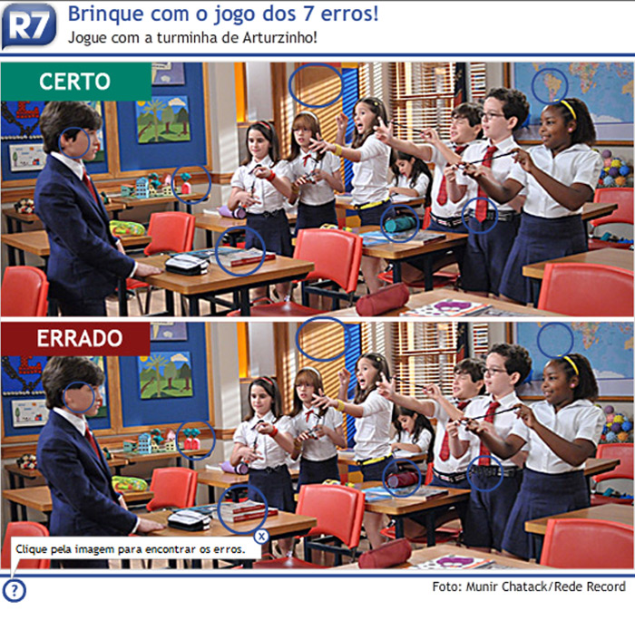 Confira as respostas do jogo dos 7 erros da turma de Arturzinho Confira as respostas do jogo dos 7 erros da turma de Arturzinho